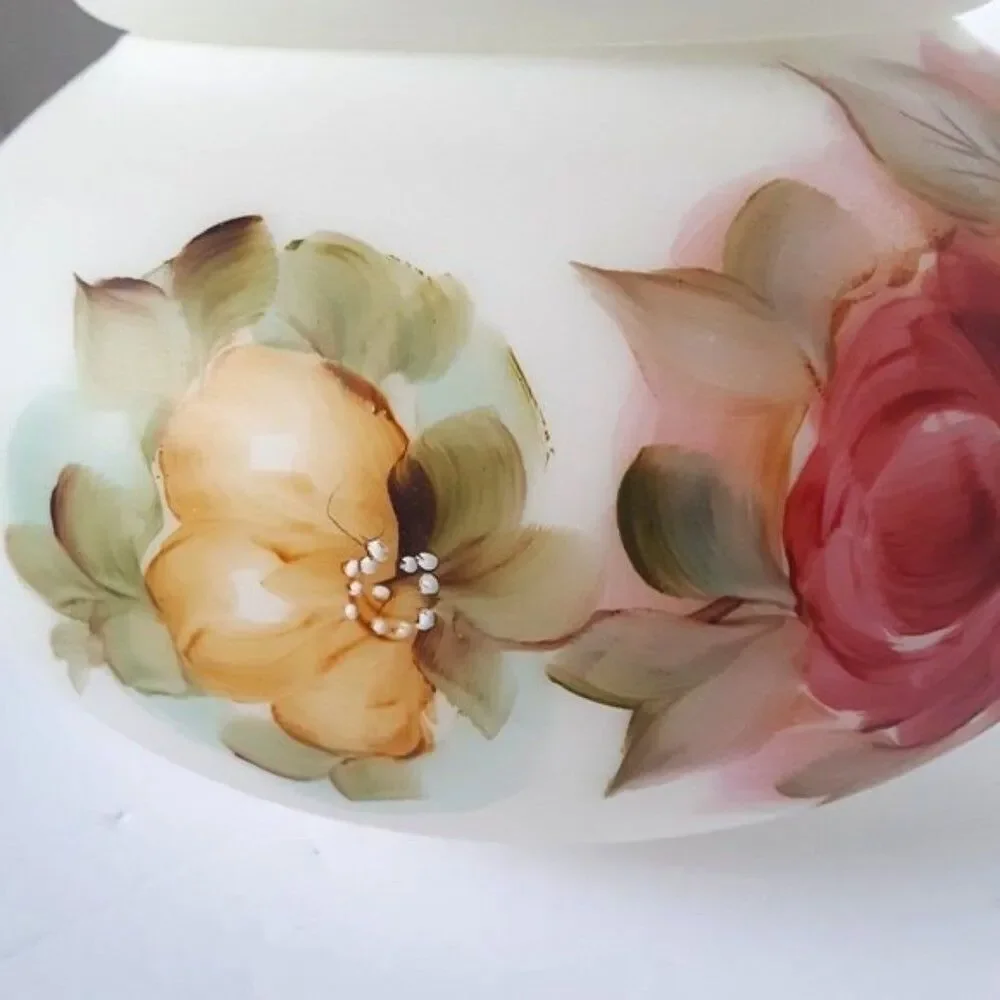 Vintage Hand Painted Rose Cottagecore Decor Jar
